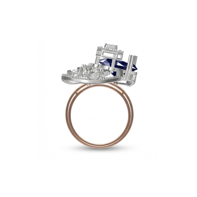 Designer Sapphire Pear Frame Diamond Ring