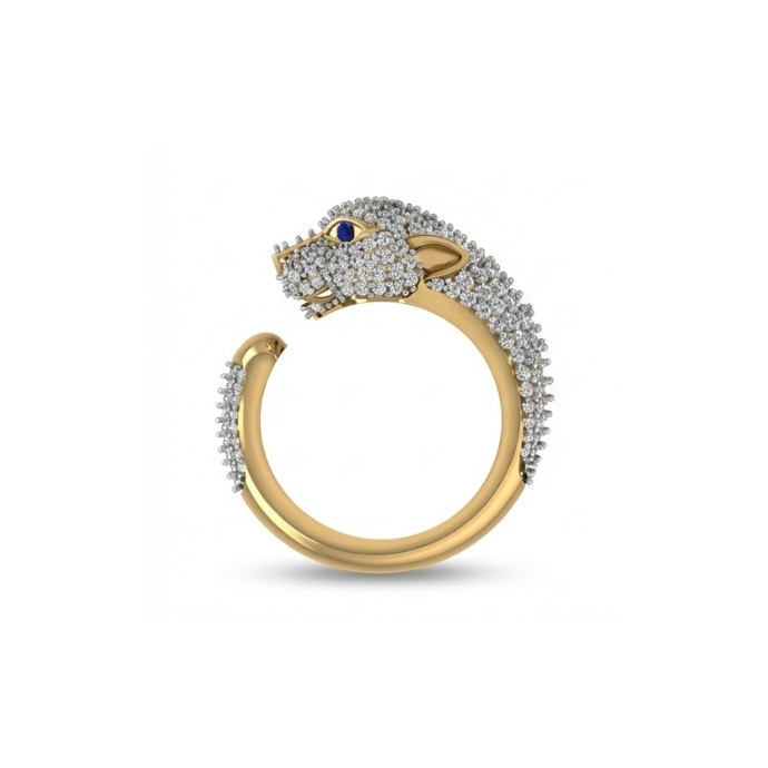 Majestic Leopard Head Pavé Diamond Ring