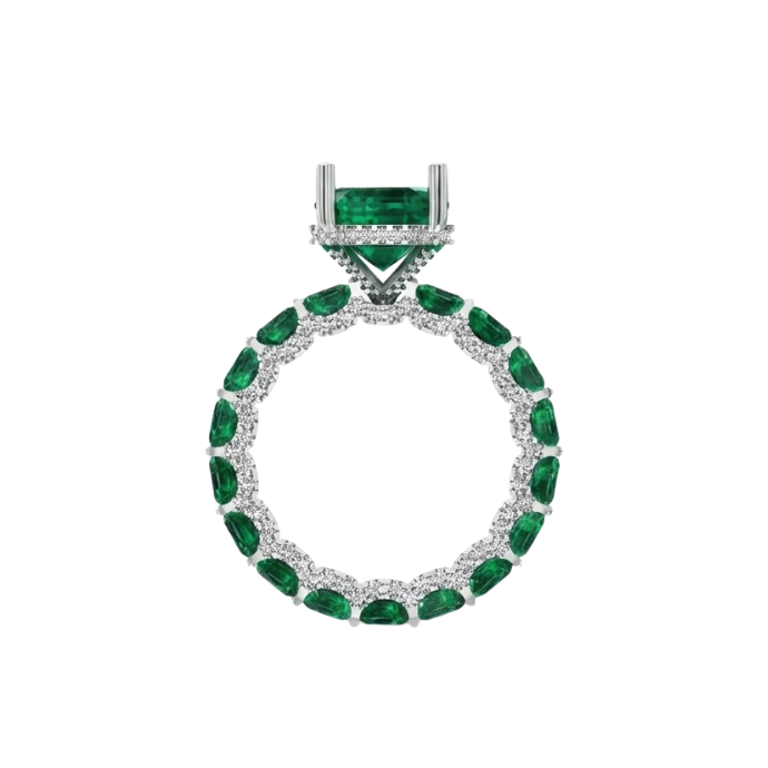 Emerald Solitaire Baguette Band Ring