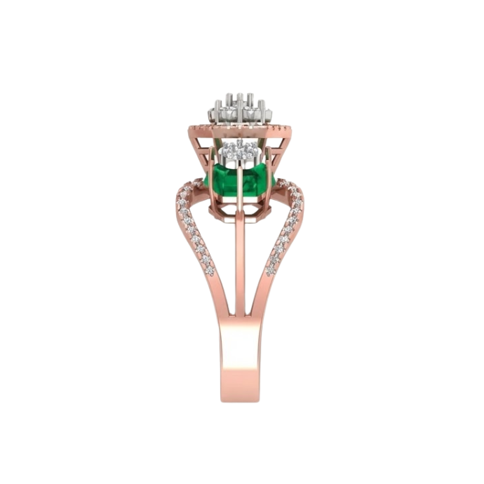 Triple Emerald Cluster Halo Diamond Ring