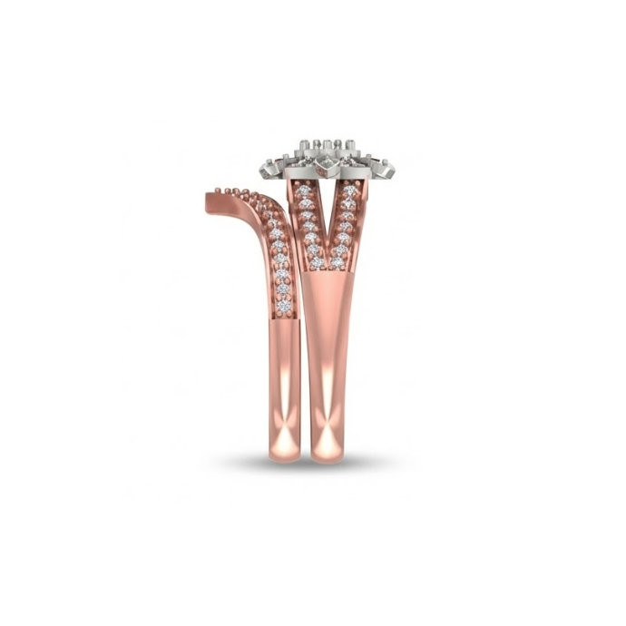 Floral Cluster Double-Band Diamond Ring