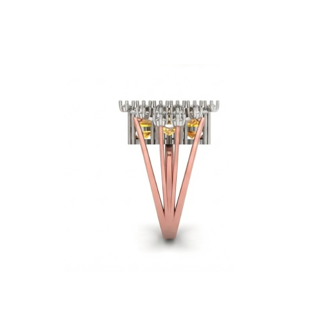 Yellow Heart Cluster & Diamond Mesh Regal Ring