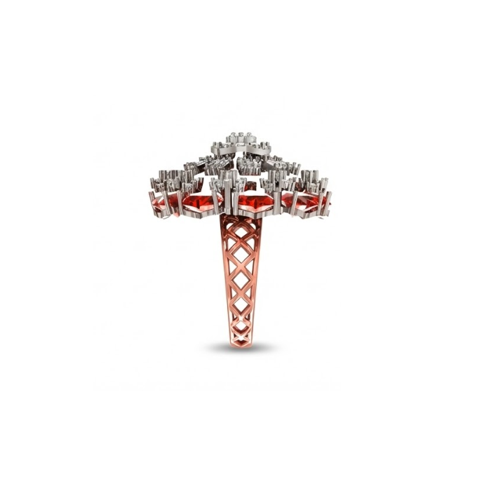 Grand Red Radiance Multi-Layer Diamond Cocktail Ring