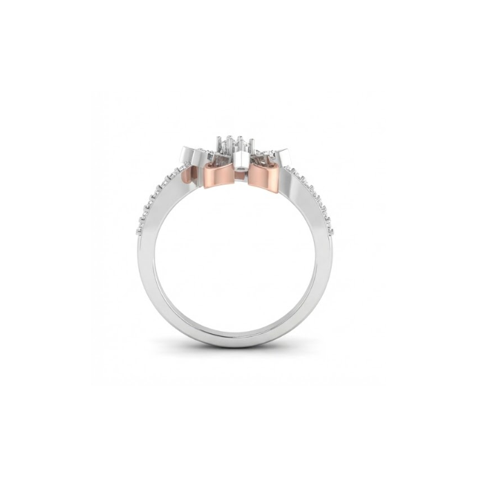 Double Floral Diamond Bypass Ring