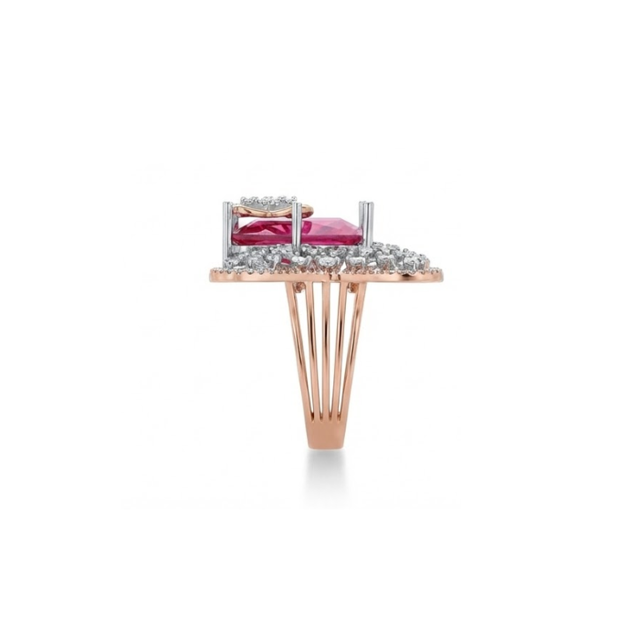 Ruby Butterfly Diamond Cluster Ring