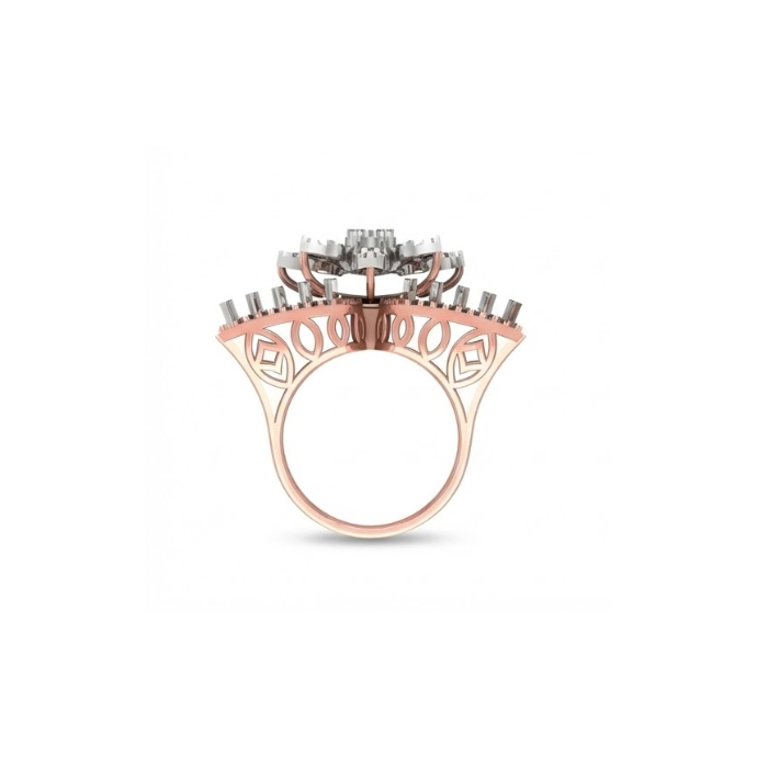 Floral Diamond Ring with Pink Marquise Accents