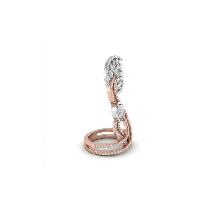 Elegant Leaf Cascade Diamond Ring