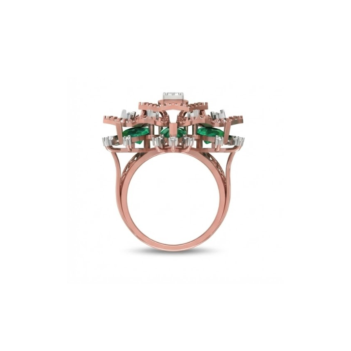 Grand Lotus-Inspired Emerald & Diamond Ring