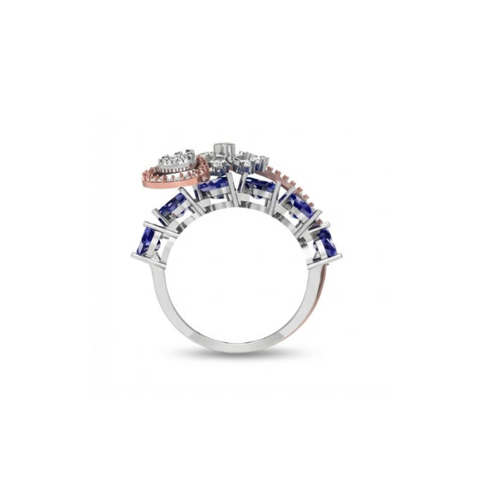 Sapphire Cluster Floral Designer Ring