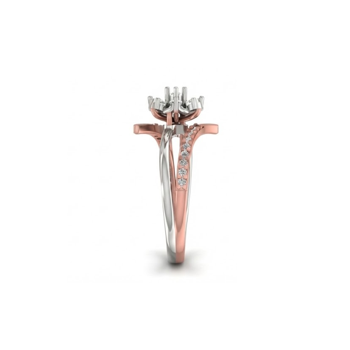 Dual-Tone Floral Cluster Diamond Ring