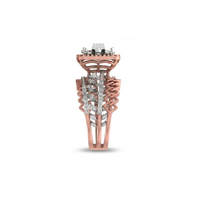 Regal Floral Square Halo Diamond Ring