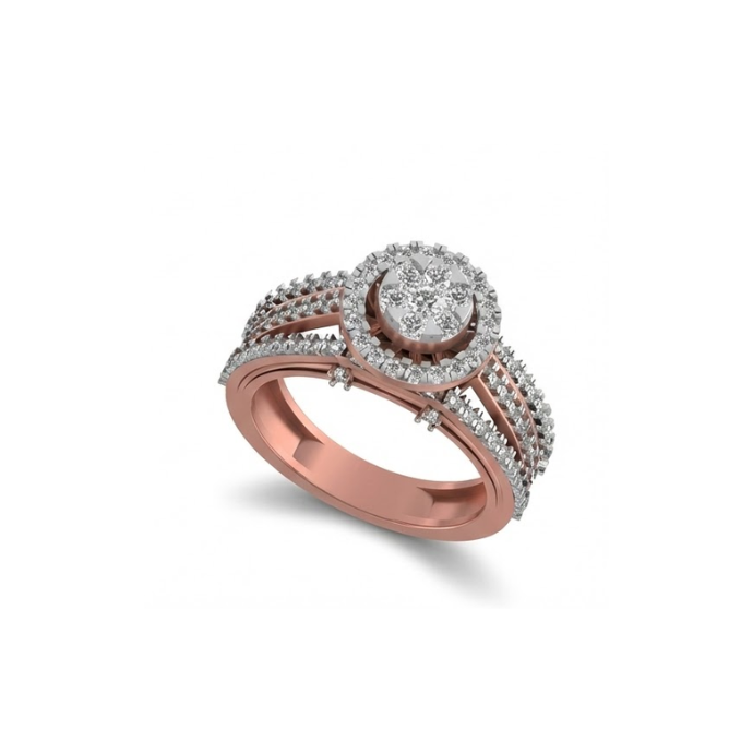 Triple Band Halo Cluster Diamond Ring