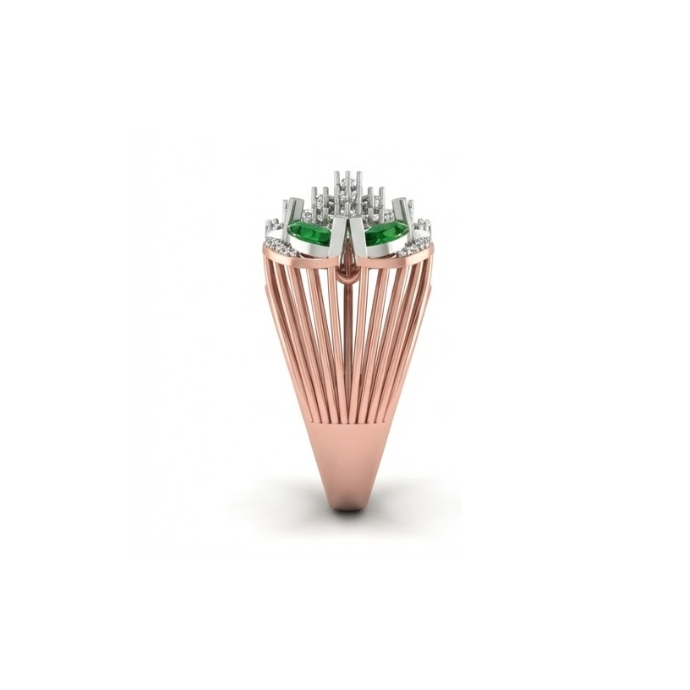 Emerald Accented Rectangular Cluster Designer Ring