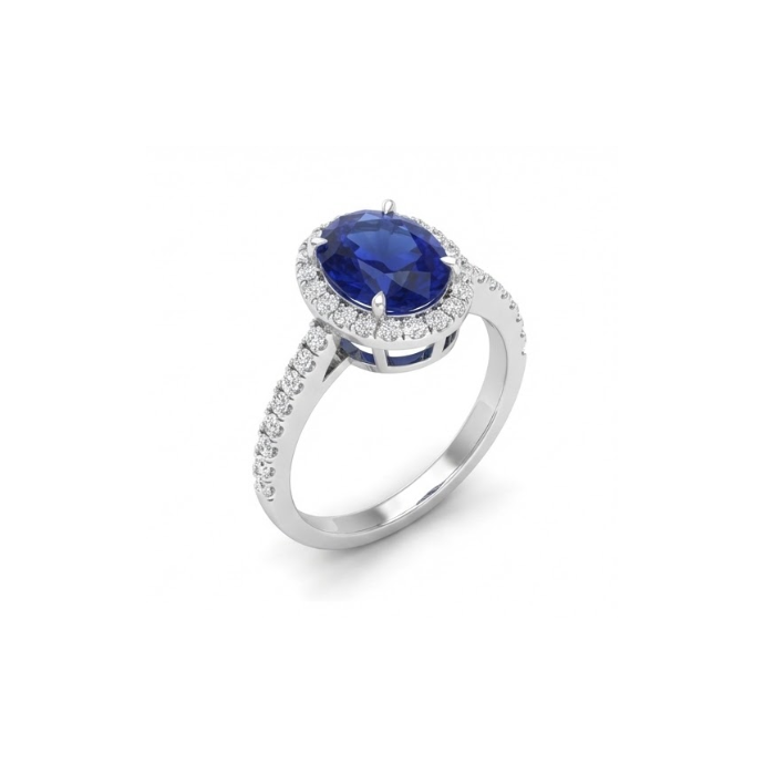 Oval Sapphire Halo Ring