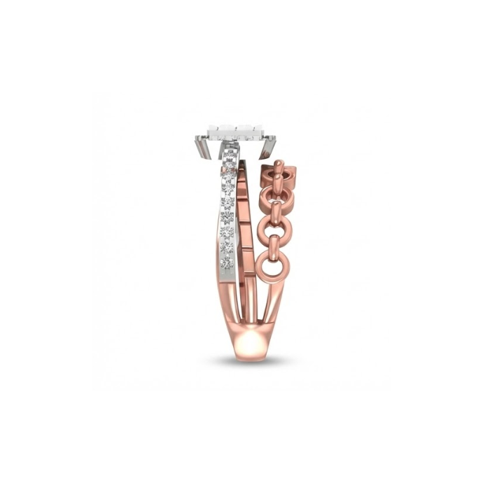 Rectangular Cluster Chain-Link Diamond Ring