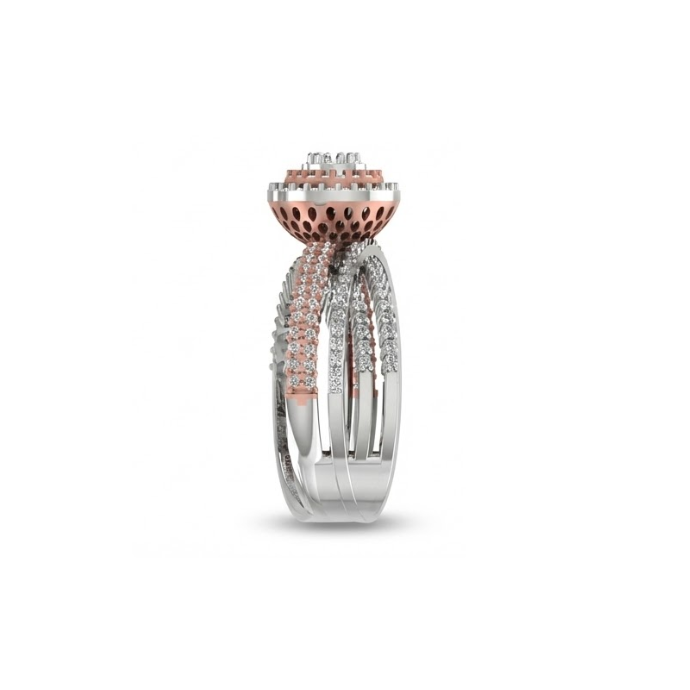 Dual-Tone Oval Cluster Diamond Ring