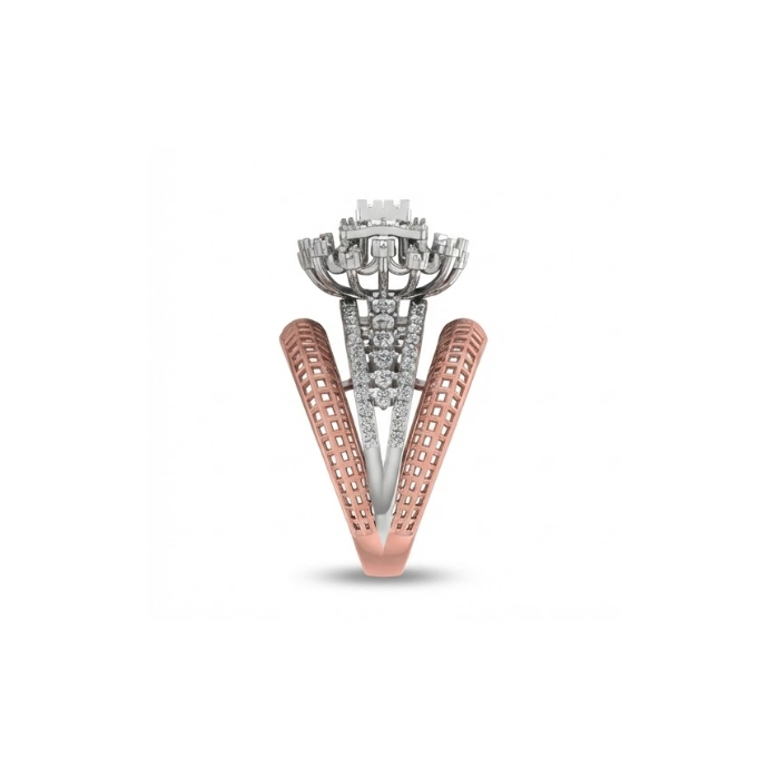 Grand Dual-Tone Layered Halo Diamond Ring