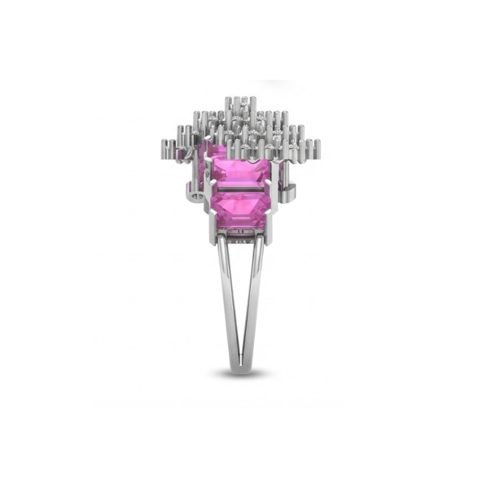 Pink Princess Cluster Crown Diamond Ring