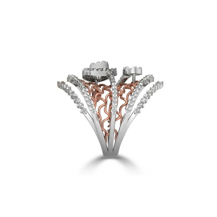 Dual Pear Cluster Designer Cocktail Ring