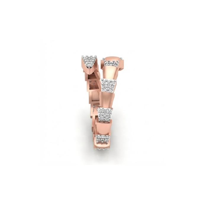 Contemporary Diamond Studded Zig-Link Ring