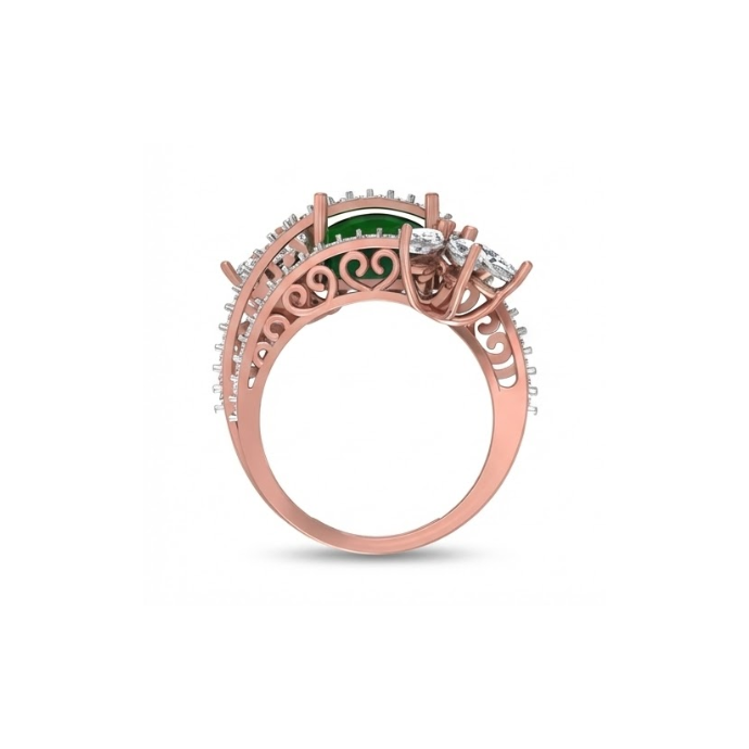 Regal Green Gemstone Floral Diamond Ring