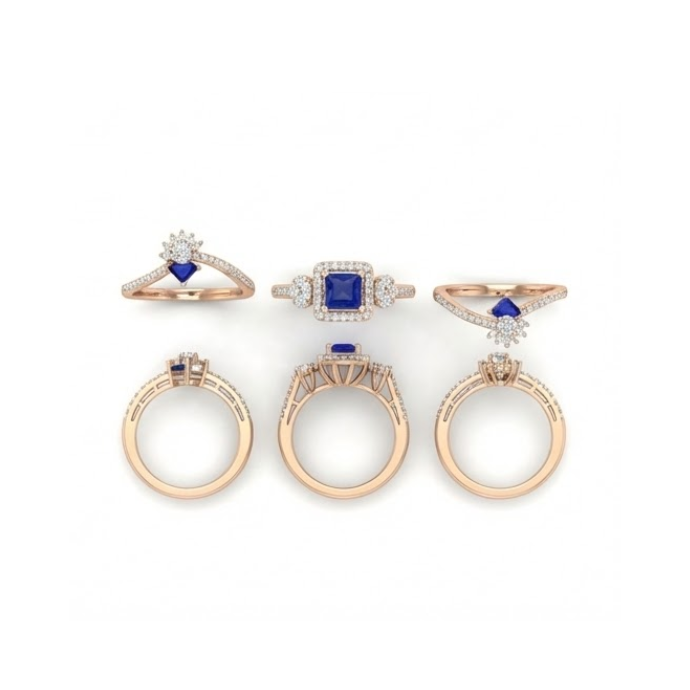 Royal Blue Sapphire & Diamond Designer Ring