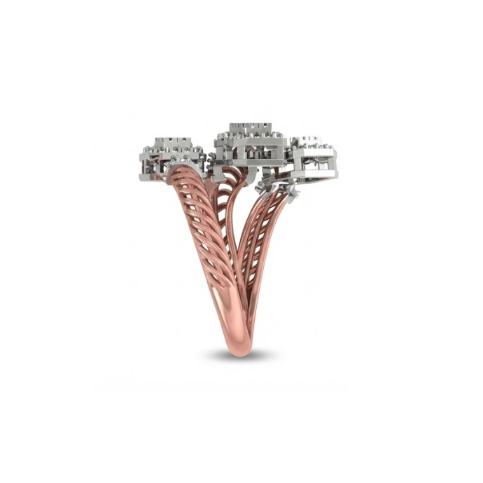 Triple-Cluster Twisted Band Diamond Ring