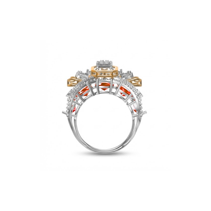 Floral Ruby Fan Diamond Ring