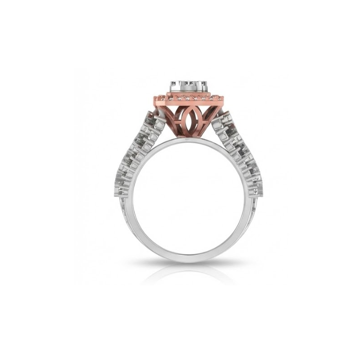 Premium Dual-Tone Princess Cluster Diamond Ring