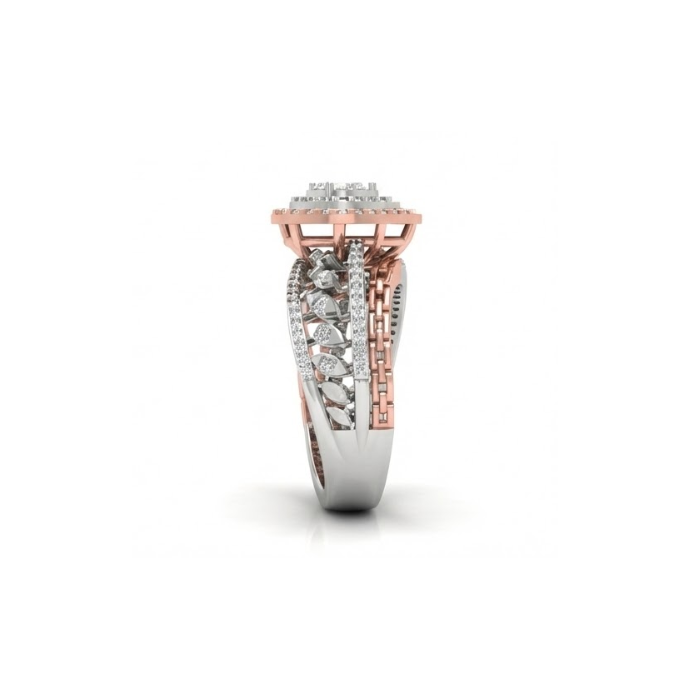Heart Halo Dual-Tone Diamond Statement Ring