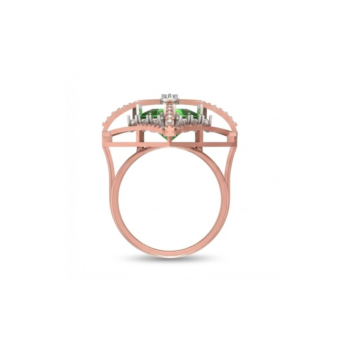 Geometric Emerald Quad Halo Diamond Ring