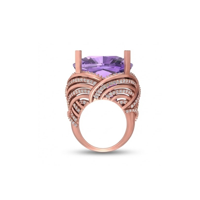 Cushion Amethyst Statement Diamond Ring