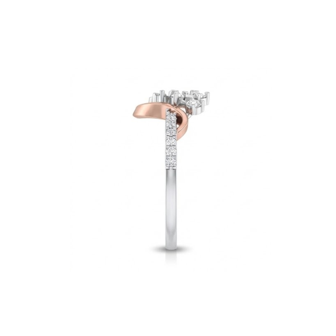 Dual-Tone Floral Curve Diamond Ring