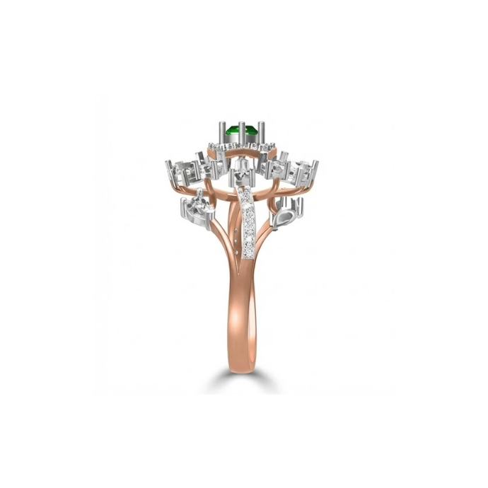 Round Emerald Sunburst Diamond Ring