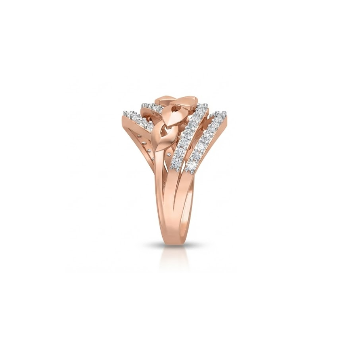 Twisted Leaf Diamond Band Ring
