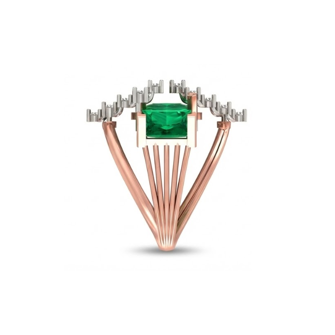Emerald Princess Trio & Diamond Mesh Designer Ring