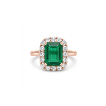 Emerald Halo Square-Cut Gemstone Ring