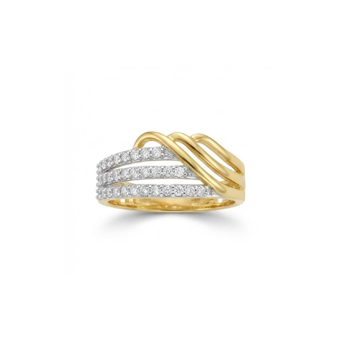 Elegant Multi-Row Crossover Diamond Ring
