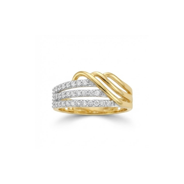 Elegant Multi-Row Crossover Diamond Ring