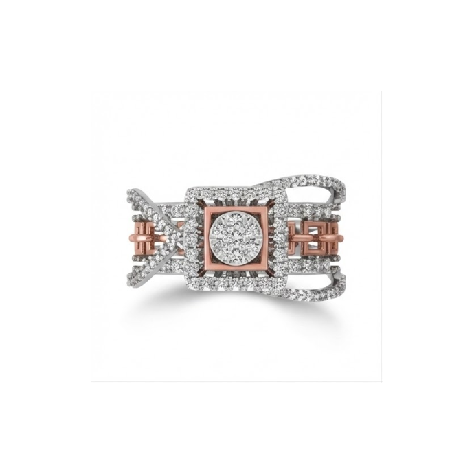 Royal Twin-Tone Geometric Diamond Ring