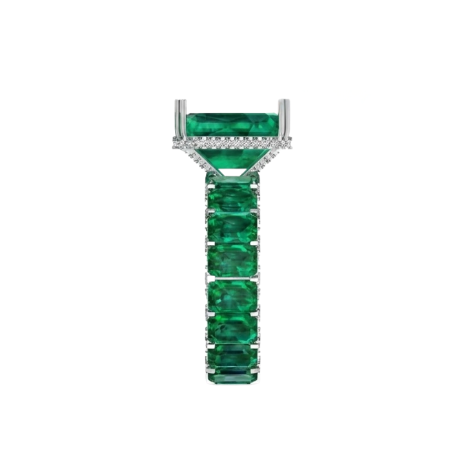 Emerald Solitaire Baguette Band Ring