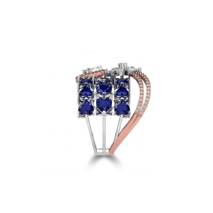 Sapphire Cluster Floral Designer Ring