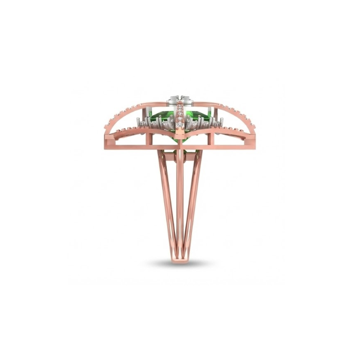 Geometric Emerald Quad Halo Diamond Ring