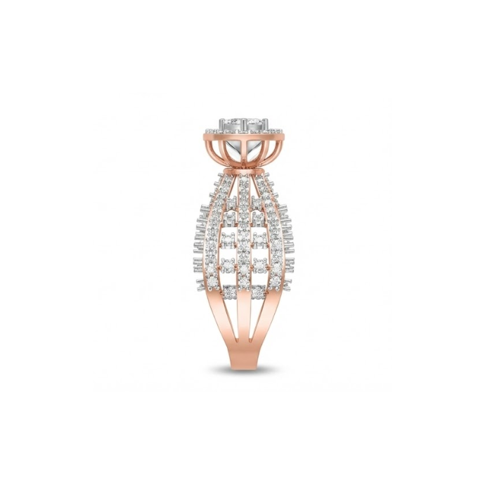 Oval Halo Dome Statement Diamond Ring