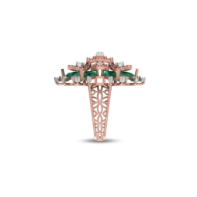 Grand Lotus-Inspired Emerald & Diamond Ring