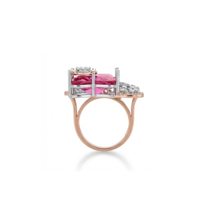 Ruby Butterfly Diamond Cluster Ring