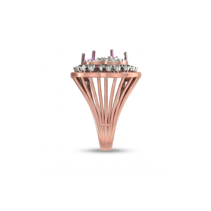 Dual Heart Pink Gem & Diamond Statement Ring