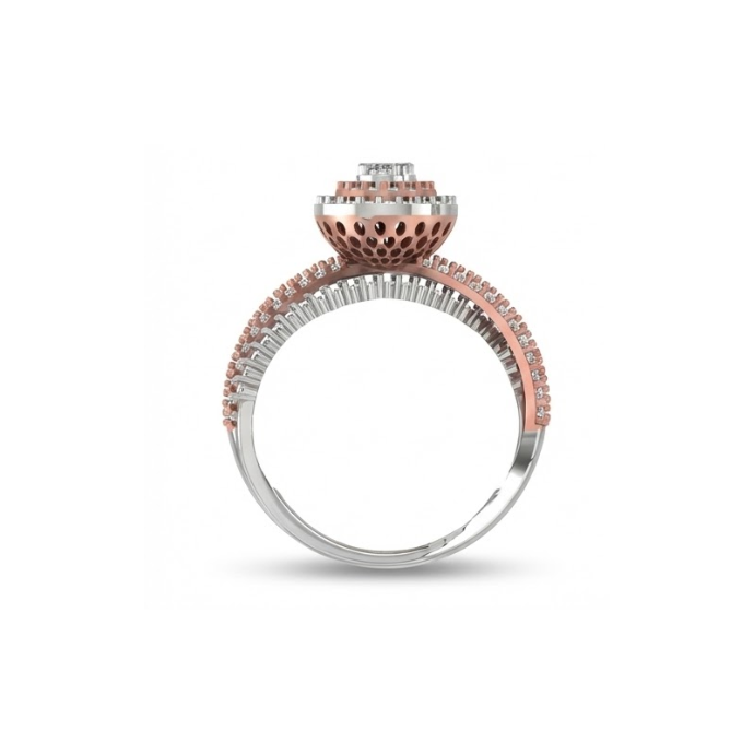 Dual-Tone Oval Cluster Diamond Ring