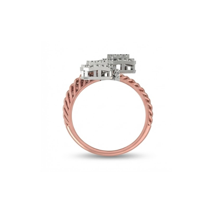 Triple-Cluster Twisted Band Diamond Ring