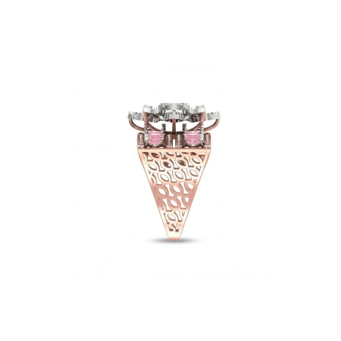 Floral Diamond Ring with Pink Marquise Accents